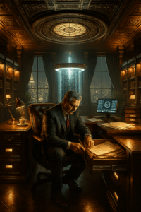 thomas wolff en su escritorio en el capítulo 6 de candragar